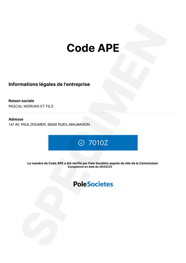 Exemple de document code APE