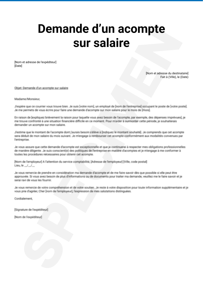 Demande d'acompte sur salaire