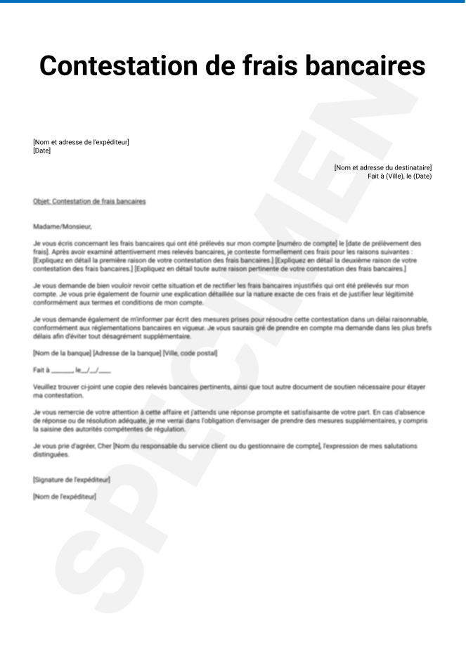 Contestation de frais bancaires