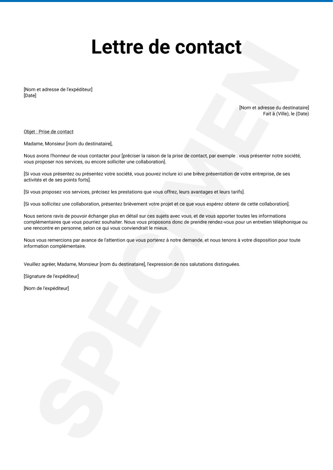 Lettre de contact