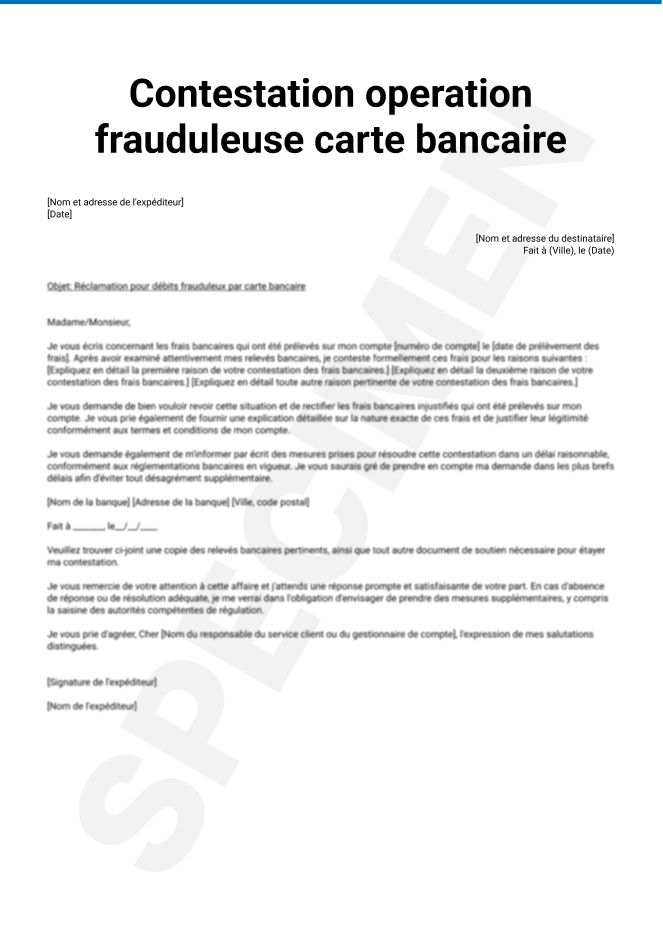Contestation d'opération frauduleuse par carte bancaire