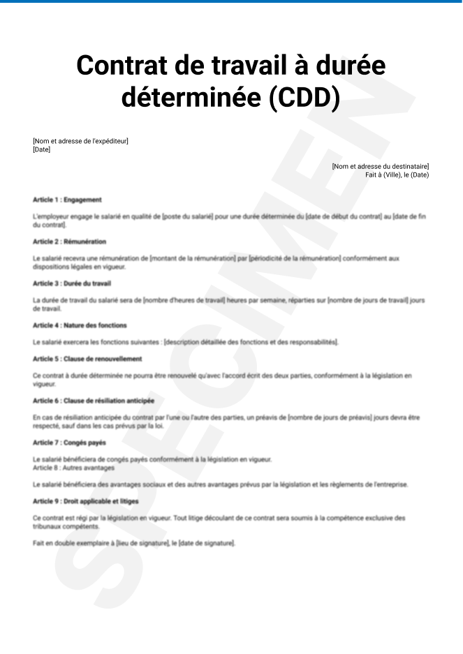 Contrat à durée déterminée