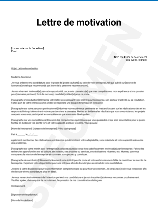Lettre de motivation
