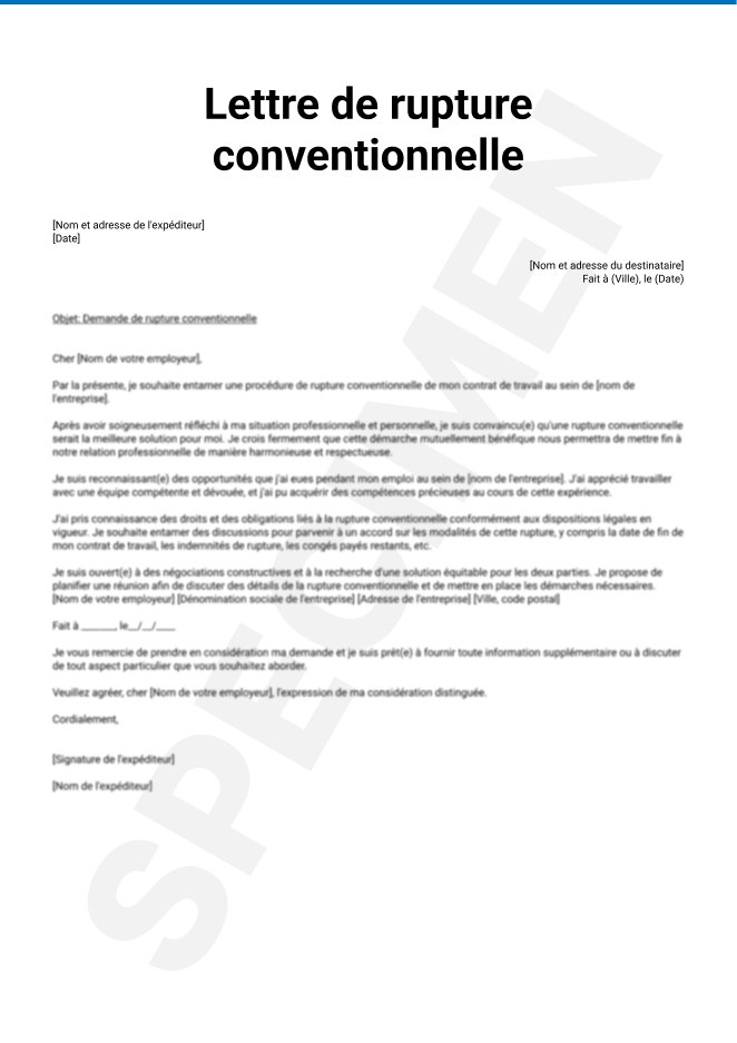 Lettre de rupture conventionnelle