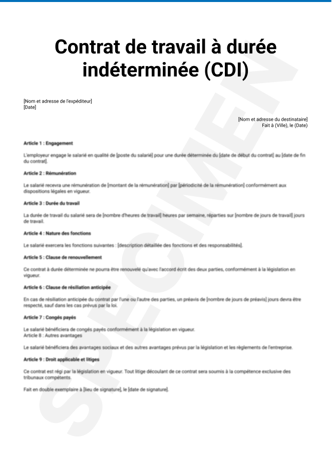 Contrat à durée indéterminée